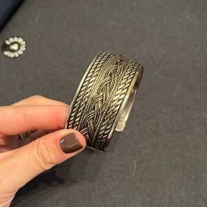Ornate silver like bracelet cuff bangle